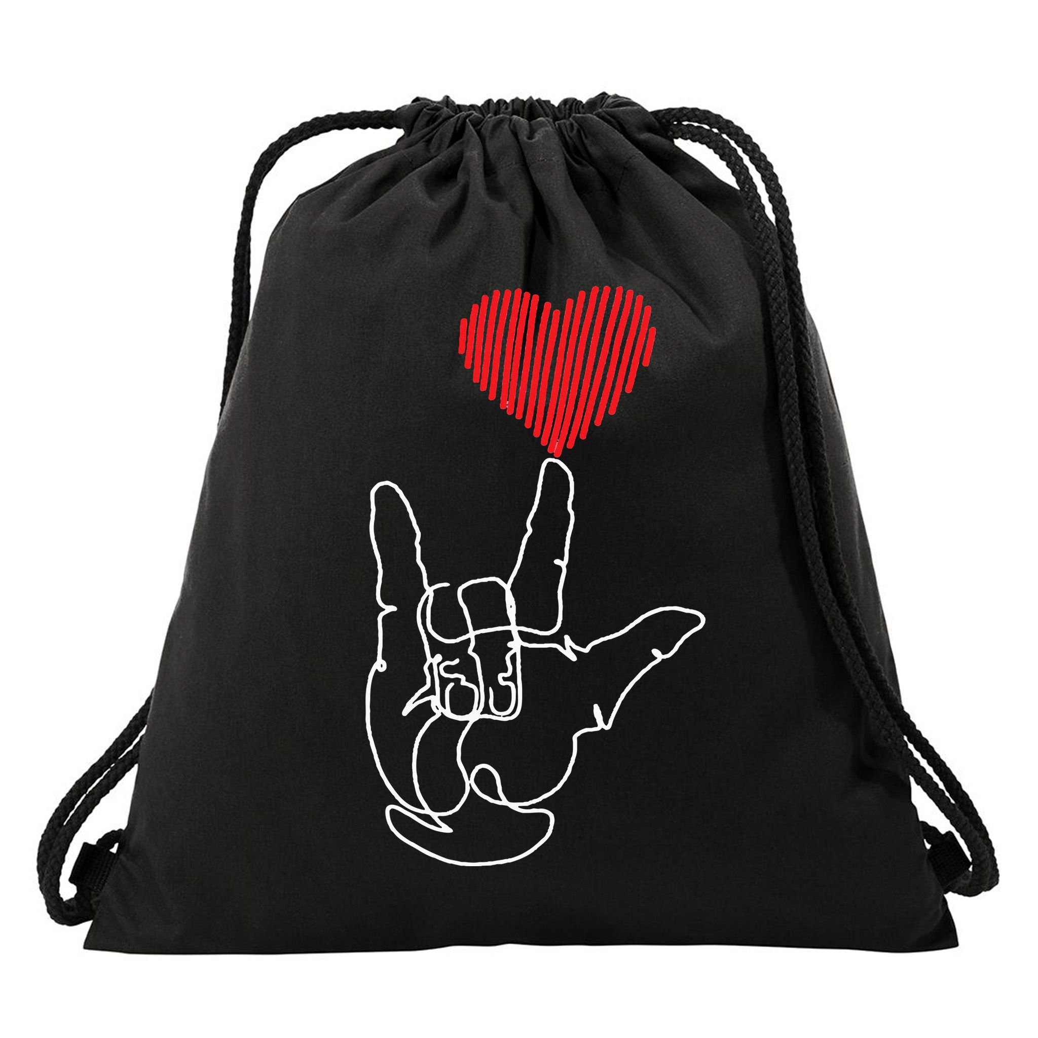 American Sign Language ASL Love Drawstring Bag