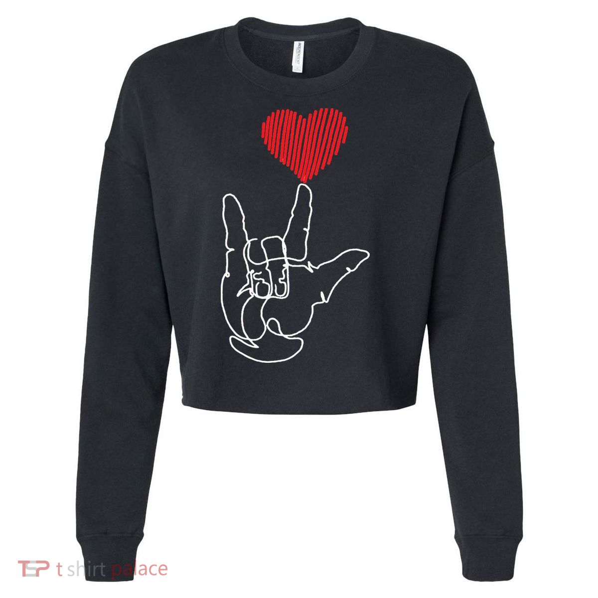 American Sign Language ASL Love Cropped Pullover Crew