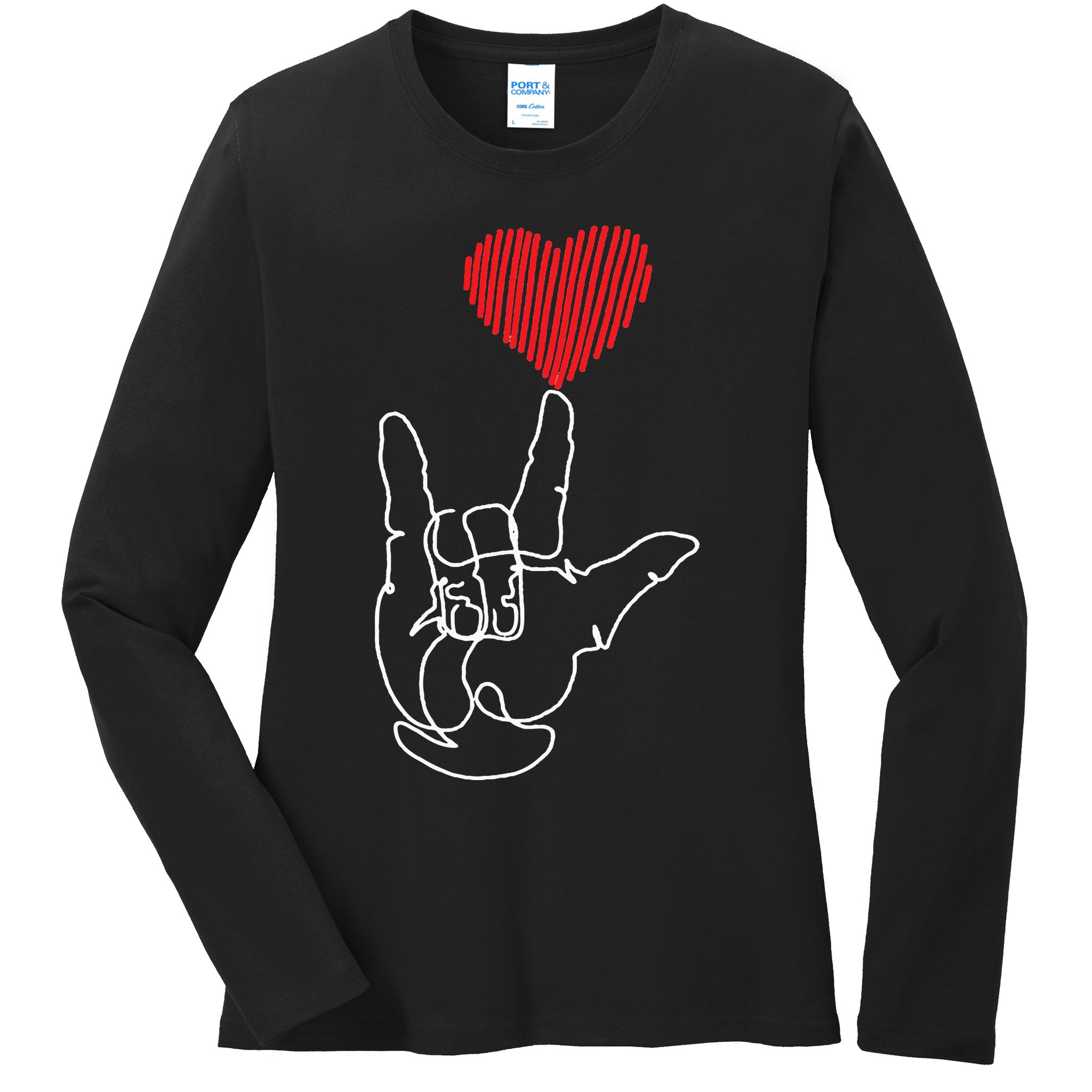 American Sign Language ASL Love Ladies Long Sleeve Shirt