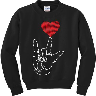 American Sign Language ASL Love Kids Sweatshirt