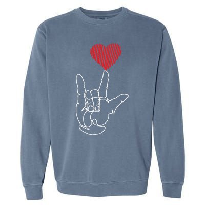 American Sign Language ASL Love Garment-Dyed Sweatshirt