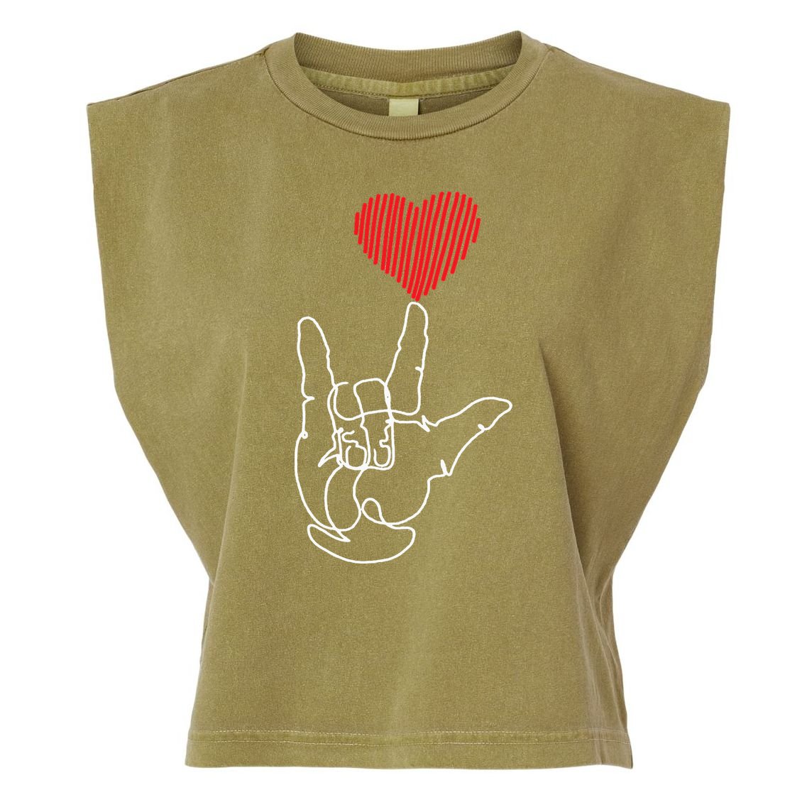 American Sign Language ASL Love Garment-Dyed Women's Muscle Tee