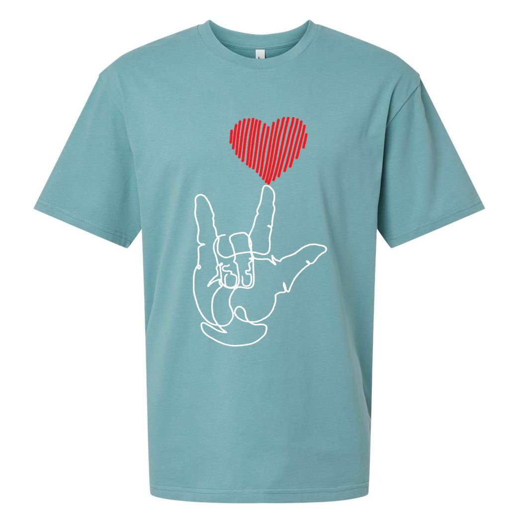 American Sign Language ASL Love Sueded Cloud Jersey T-Shirt
