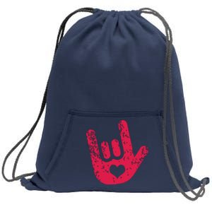 ASL Sign Language I Love You Sign Sweatshirt Cinch Pack Bag