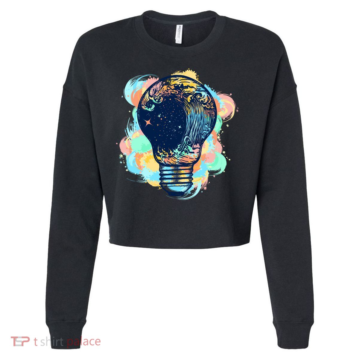 Adventurous Storm Light Bulb Cropped Pullover Crew