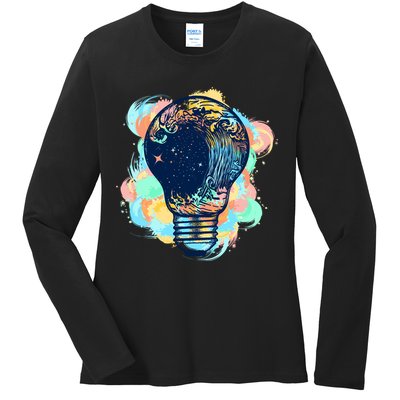 Adventurous Storm Light Bulb Ladies Long Sleeve Shirt