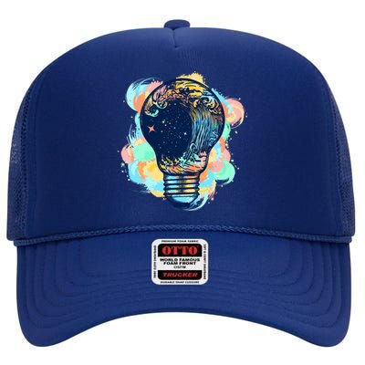 Adventurous Storm Light Bulb High Crown Mesh Back Trucker Hat