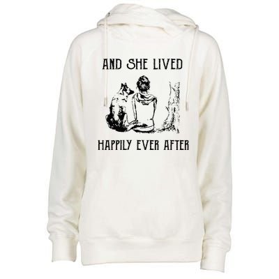 And She Lived Happily Ever After Funny Dogs Womens Funnel Neck Pullover Hood