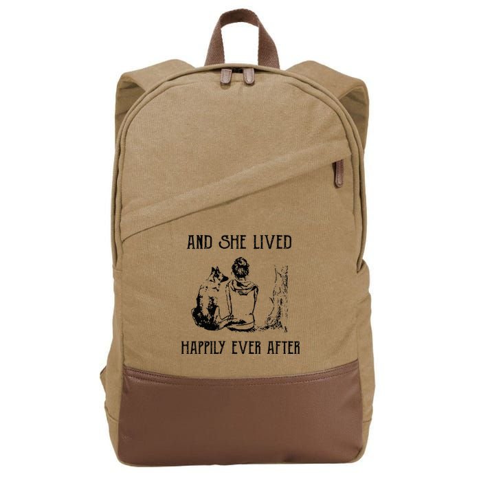And She Lived Happily Ever After Funny Dogs Cotton Canvas Backpack