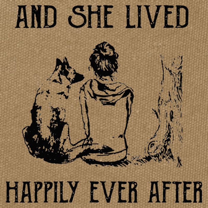 And She Lived Happily Ever After Funny Dogs Cotton Canvas Backpack