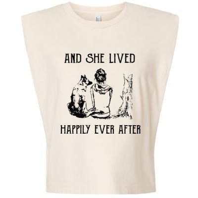 And She Lived Happily Ever After Funny Dogs Garment-Dyed Women's Muscle Tee