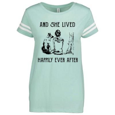 And She Lived Happily Ever After Funny Dogs Enza Ladies Jersey Football T-Shirt