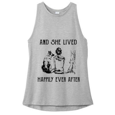 And She Lived Happily Ever After Funny Dogs Ladies PosiCharge Tri-Blend Wicking Tank