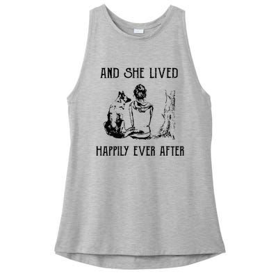 And She Lived Happily Ever After Funny Dogs Ladies PosiCharge Tri-Blend Wicking Tank