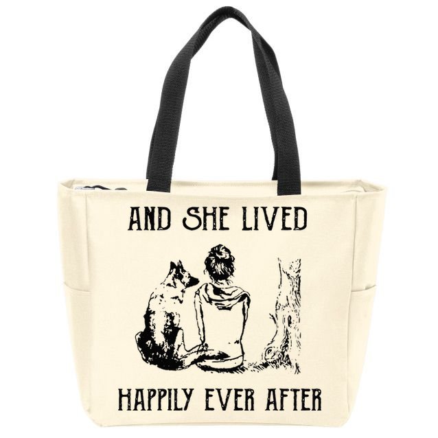 And She Lived Happily Ever After Funny Dogs Zip Tote Bag
