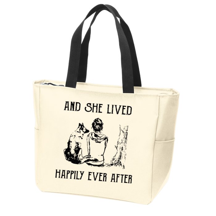And She Lived Happily Ever After Funny Dogs Zip Tote Bag
