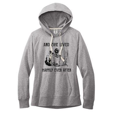 And She Lived Happily Ever After Funny Dogs Women's Fleece Hoodie