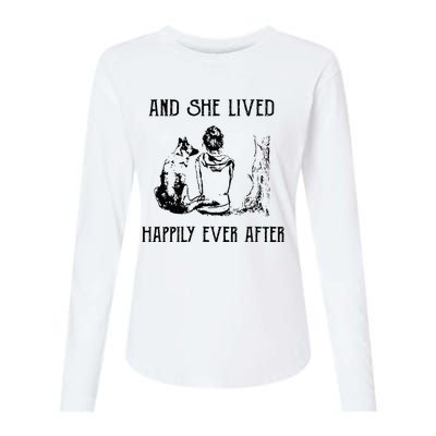 And She Lived Happily Ever After Funny Dogs Womens Cotton Relaxed Long Sleeve T-Shirt