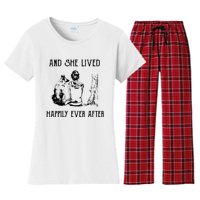 And She Lived Happily Ever After Funny Dogs Women's Flannel Pajama Set