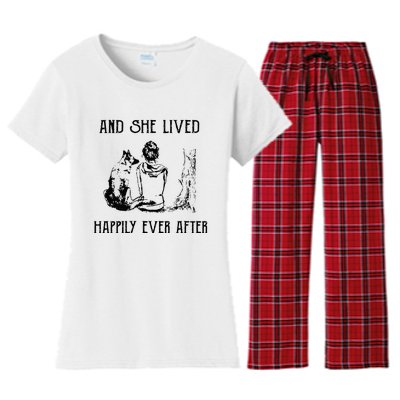 And She Lived Happily Ever After Funny Dogs Women's Flannel Pajama Set