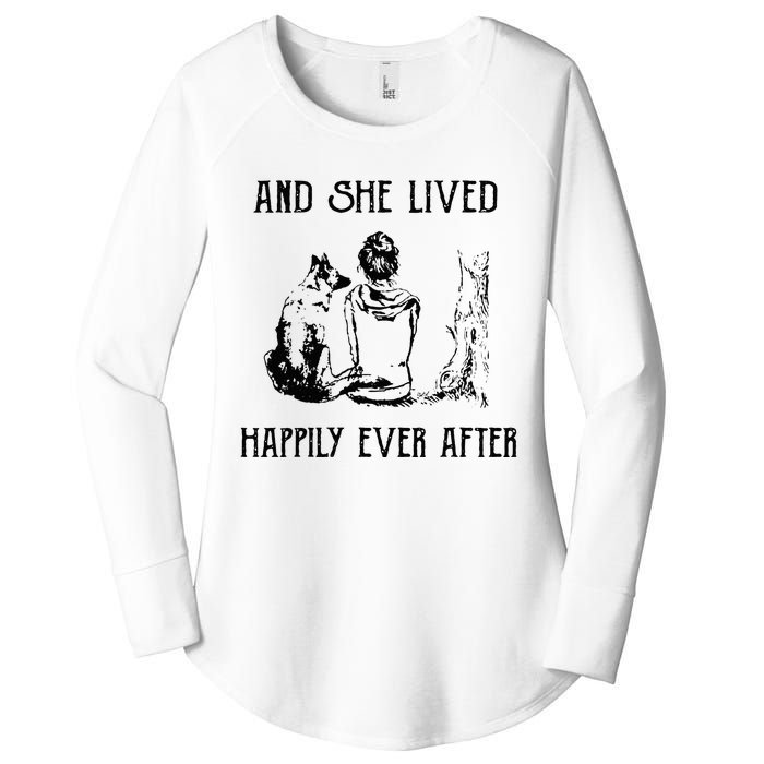 And She Lived Happily Ever After Funny Dogs Women's Perfect Tri Tunic Long Sleeve Shirt