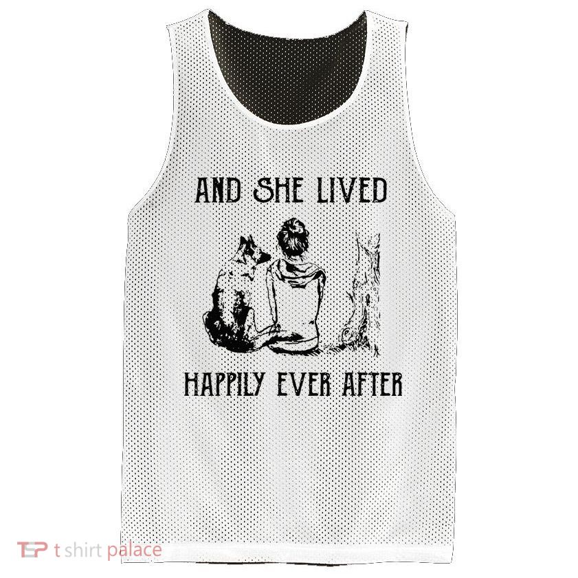And She Lived Happily Ever After Funny Dogs Mesh Reversible Basketball Jersey Tank