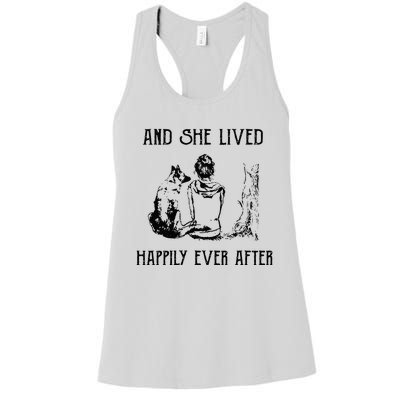 And She Lived Happily Ever After Funny Dogs Women's Racerback Tank