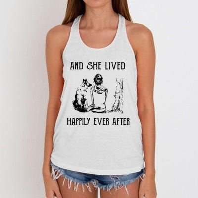 And She Lived Happily Ever After Funny Dogs Women's Knotted Racerback Tank