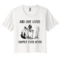 And She Lived Happily Ever After Funny Dogs Women's Crop Top Tee