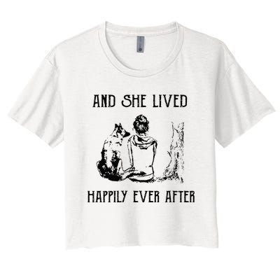 And She Lived Happily Ever After Funny Dogs Women's Crop Top Tee