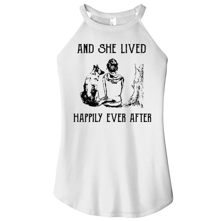 And She Lived Happily Ever After Funny Dogs Women's Perfect Tri Rocker Tank