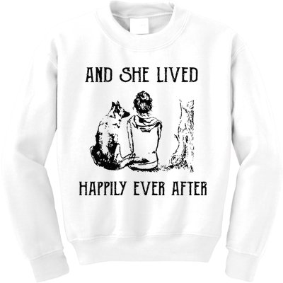 And She Lived Happily Ever After Funny Dogs Kids Sweatshirt
