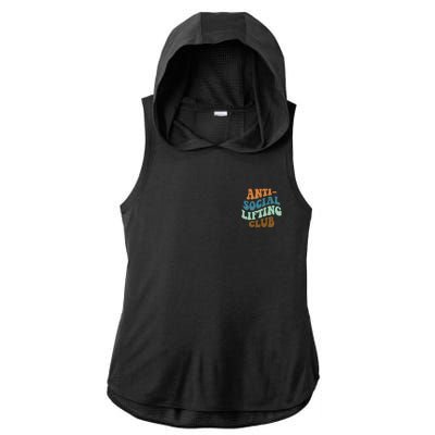 Anti Social Lifting Club Retro Groovy Ladies PosiCharge Tri-Blend Wicking Draft Hoodie Tank