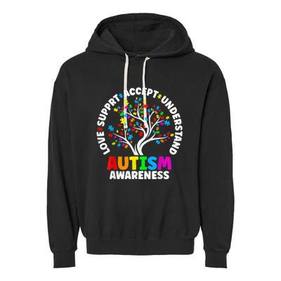 Autism Shirt Love Accept Support Autistic Autism Awareness Garment-Dyed Fleece Hoodie