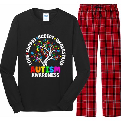 Autism Shirt Love Accept Support Autistic Autism Awareness Long Sleeve Pajama Set