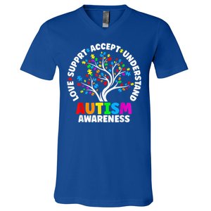 Autism Shirt Love Accept Support Autistic Autism Awareness V-Neck T-Shirt