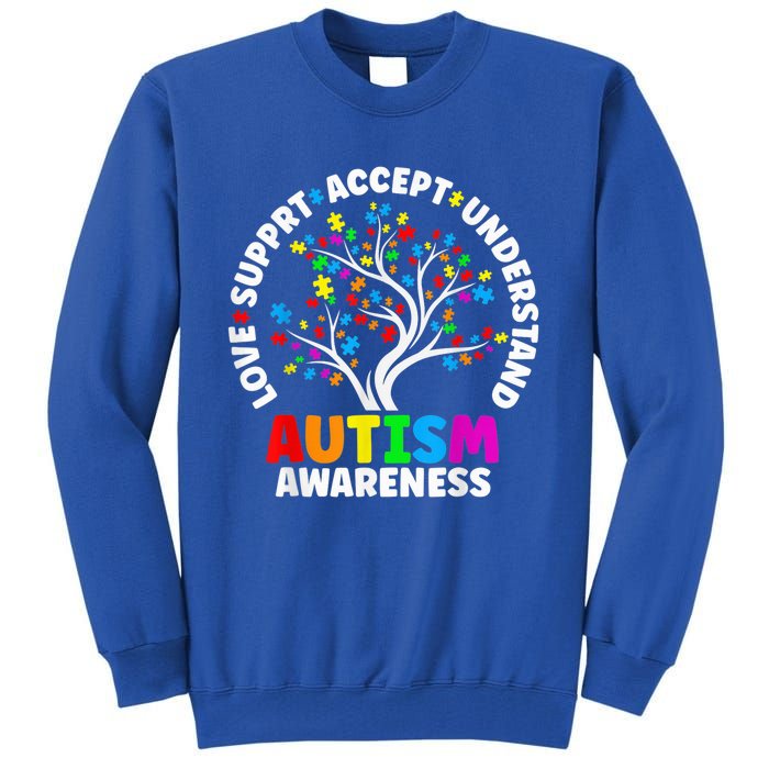 Autism Shirt Love Accept Support Autistic Autism Awareness Tall Sweatshirt