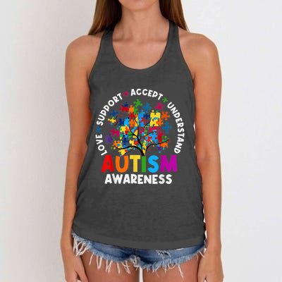 Autism Shirt Love Accept Support Autistic Autism Awareness Women's Knotted Racerback Tank