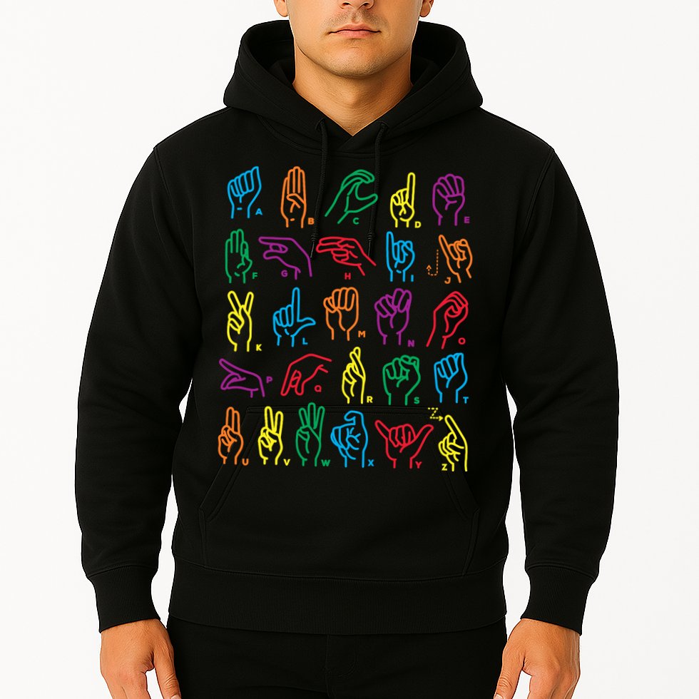 Abc Sign Language Chart Teacher Hand Letter Alphabet Asl Hoodie