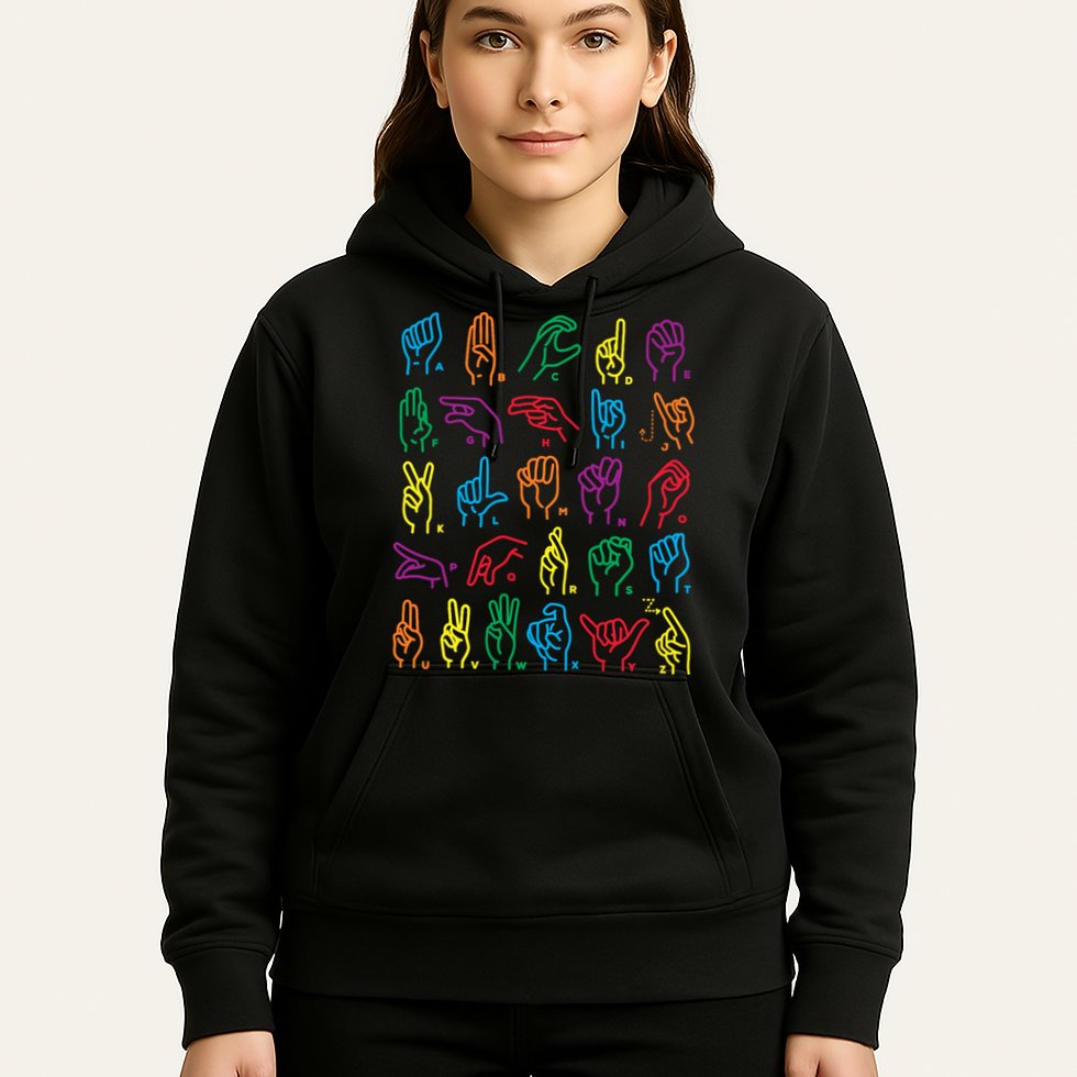 Abc Sign Language Chart Teacher Hand Letter Alphabet Asl Hoodie