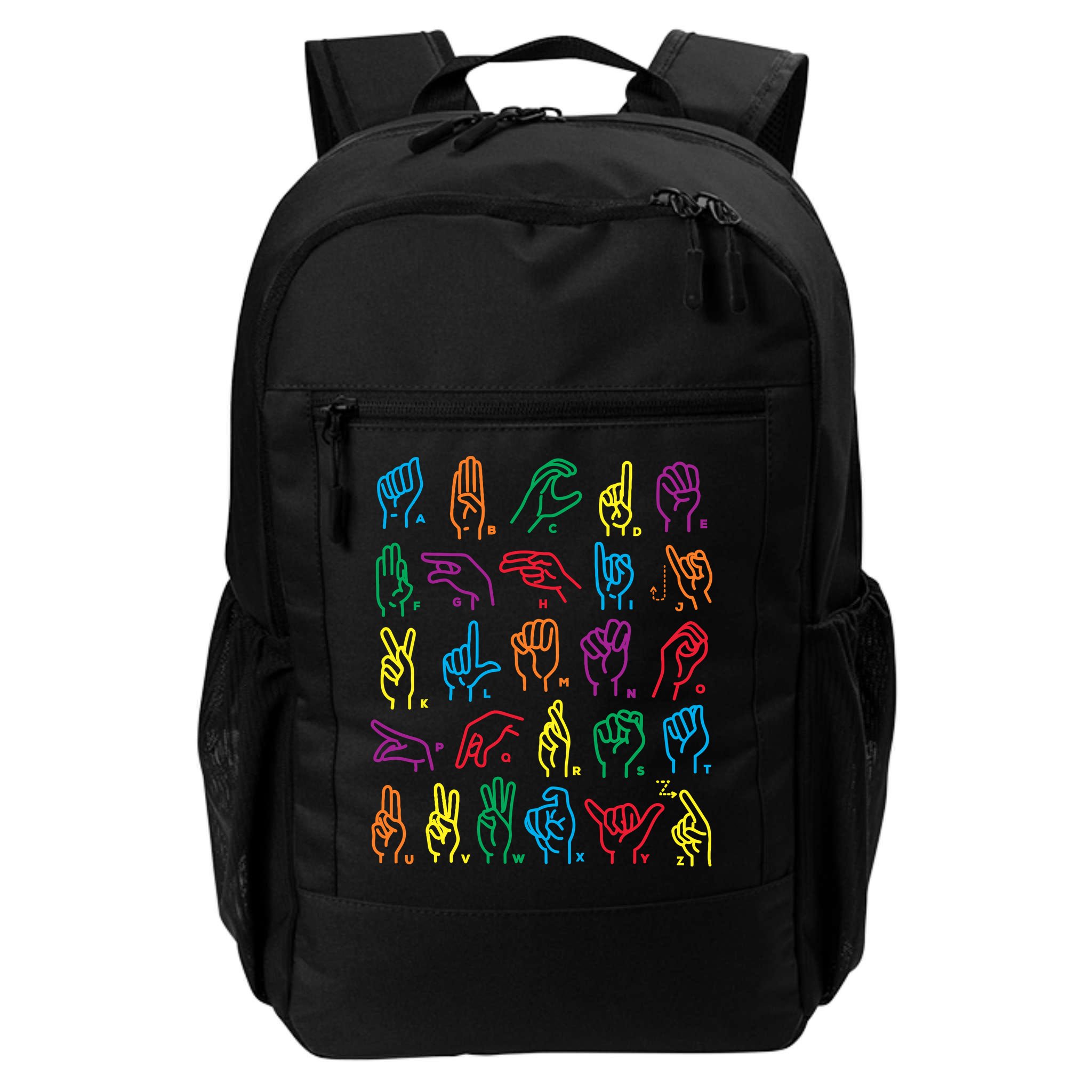 Abc Sign Language Chart Teacher Hand Letter Alphabet Asl Backpack