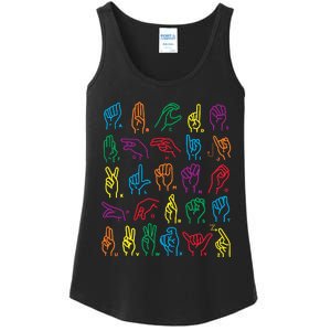 Abc Sign Language Chart Teacher Hand Letter Alphabet Asl Ladies Essential Tank