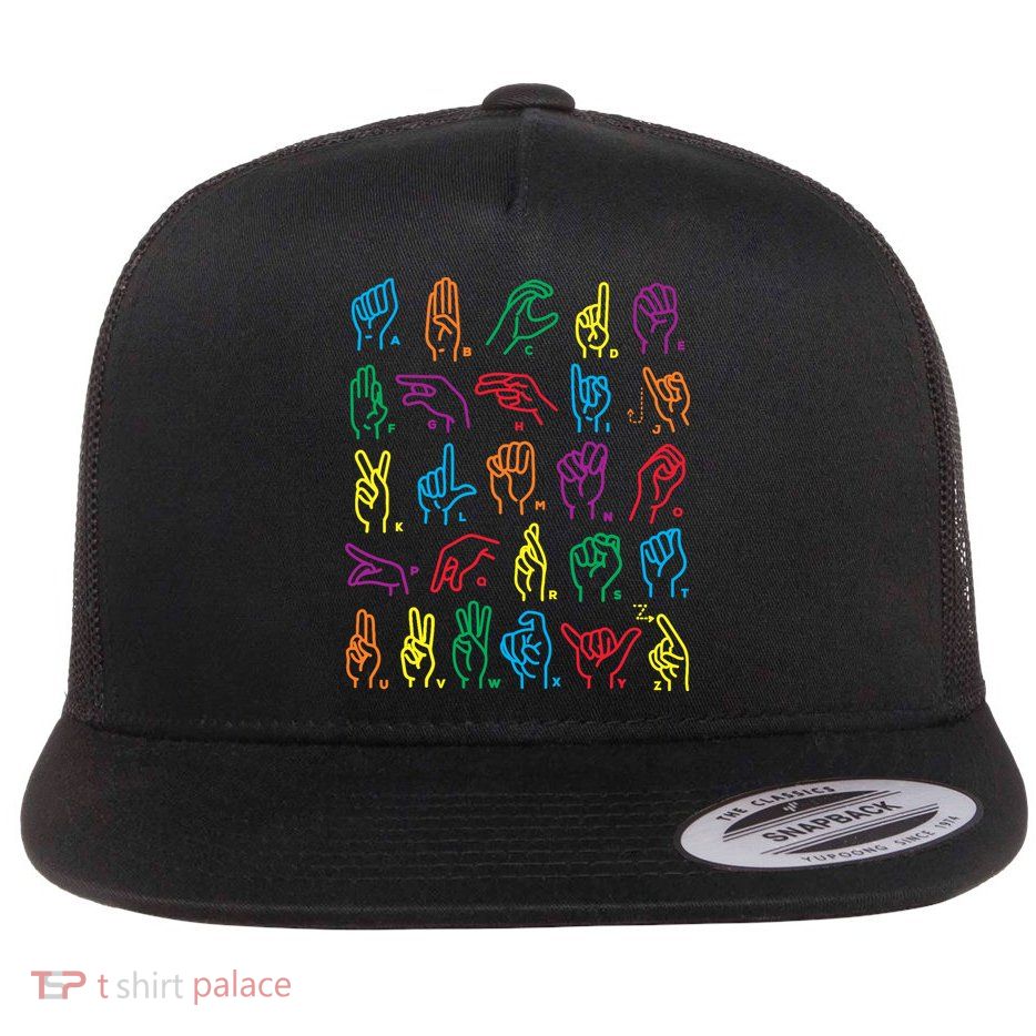 Abc Sign Language Chart Teacher Hand Letter Alphabet Asl Flatbill Hat