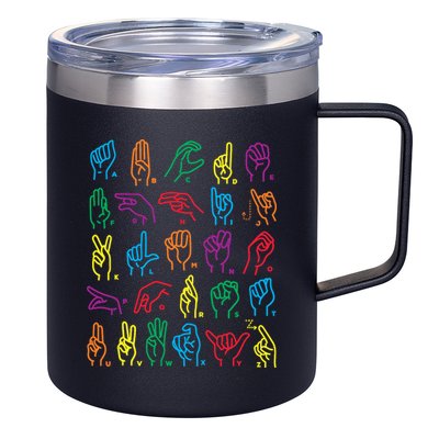 Abc Sign Language Chart Teacher Hand Letter Alphabet Asl 12oz Stainless Steel Coffee Mug
