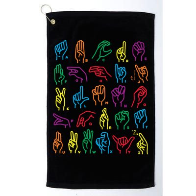 Abc Sign Language Chart Teacher Hand Letter Alphabet Asl Golf Towel