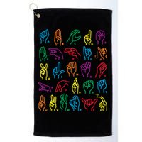Abc Sign Language Chart Teacher Hand Letter Alphabet Asl Golf Towel