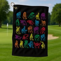 Abc Sign Language Chart Teacher Hand Letter Alphabet Asl Golf Towel