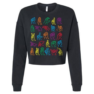Abc Sign Language Chart Teacher Hand Letter Alphabet Asl Cropped Pullover Crew