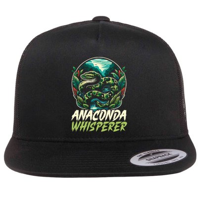 Anaconda Snake Lover Reptile Boa Serpent Snake Whisperer Gift Flat Bill Trucker Hat