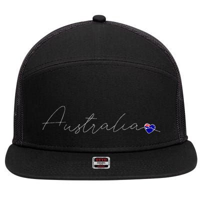 Australia Simple Love Australian Flag Heart On Australia 7 Panel Mesh Trucker Snapback Hat